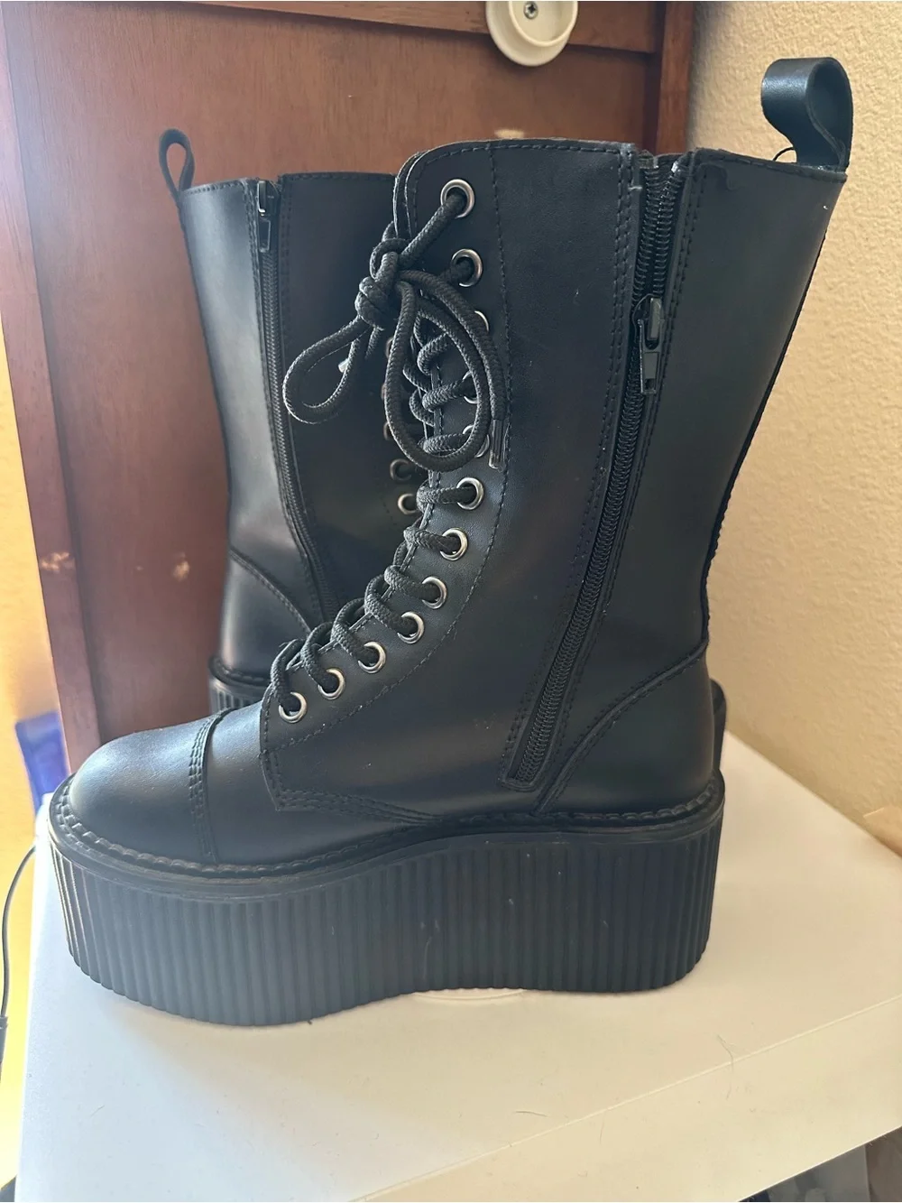 Black 2.5” Platform Lace-Up Combat T.U.K. S - Women's